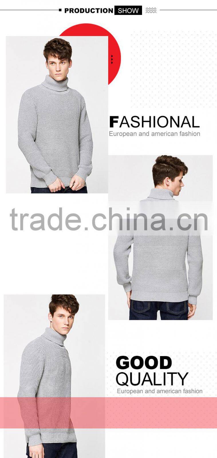 Wholesale solid color no pattern winter warm thick turtleneck sweters for man