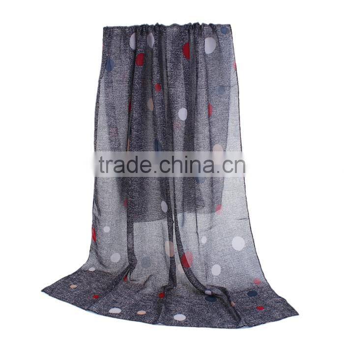 Voile Scarves & Wraps Rectangle Black Light Brown Dot Wholesale Scarves