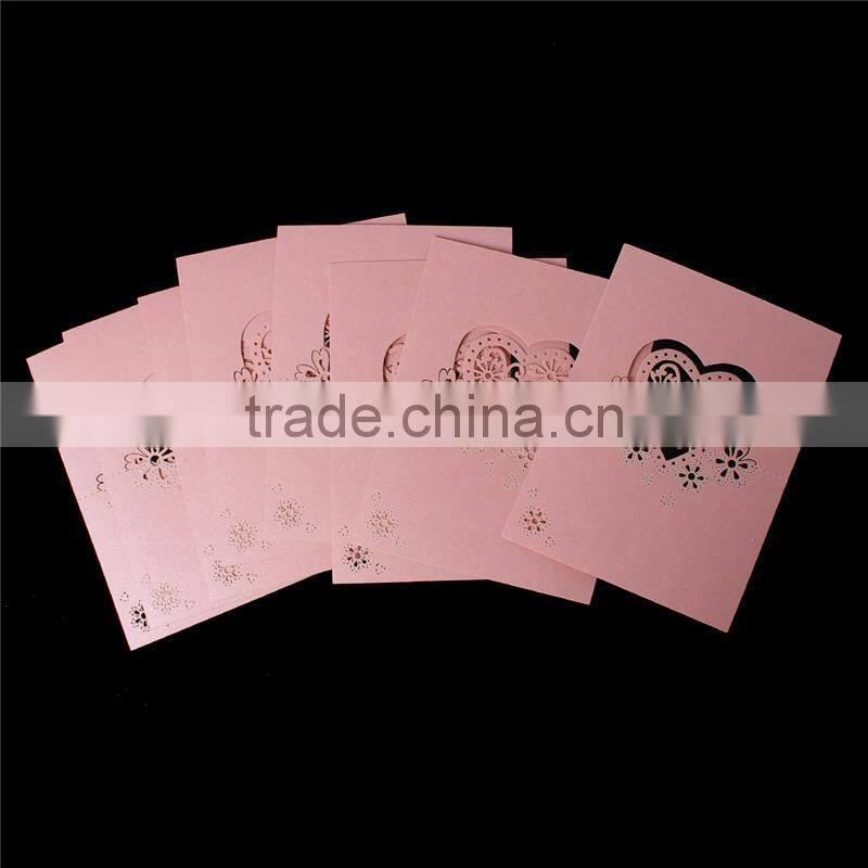 Paper Wedding Party Name Place Card Heart Pink