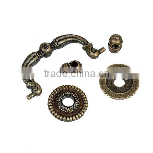 Zinc Based Alloy Antique Bronze Pattern Carved Jewelry Wooden Box Pull Handle Knobs