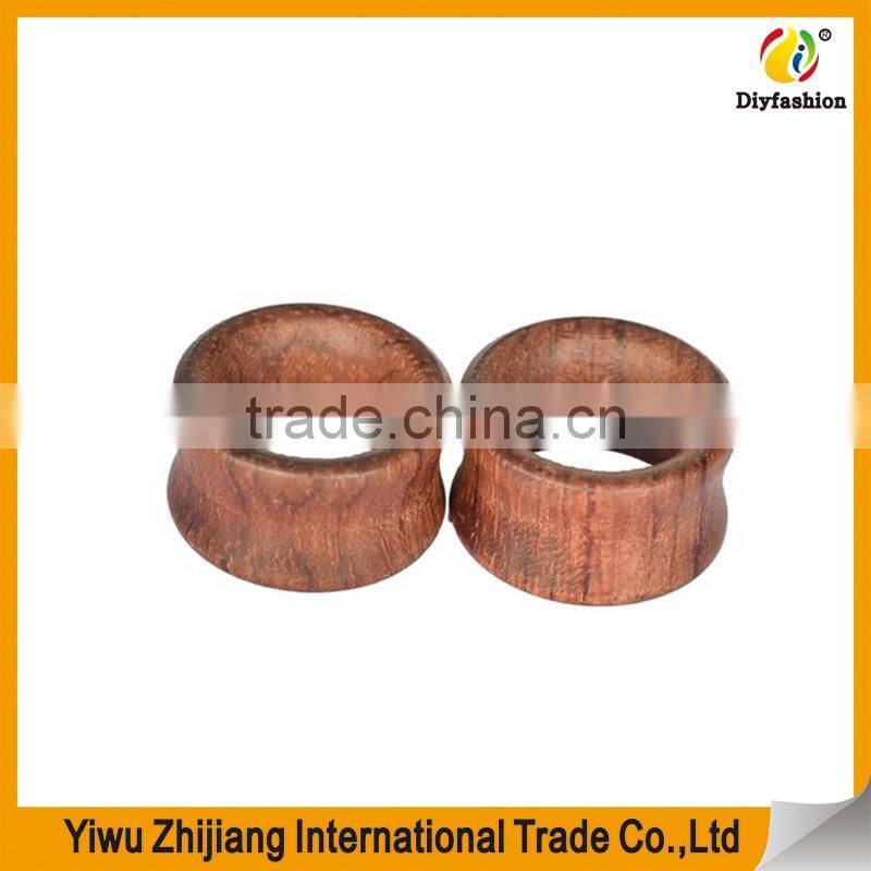 Longbeauty Pair Vintage Brown Natural Wood Hollow Tunnels Ear Plugs Stretcher Gauges