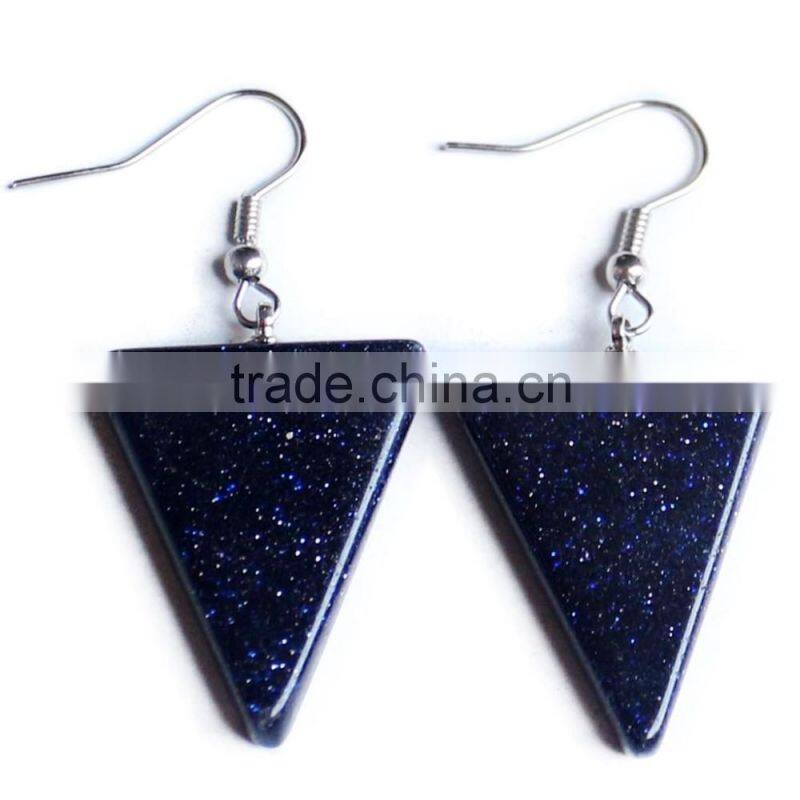 Triangle Shape Crystal Amethyst Natural Stone Drop Earrings