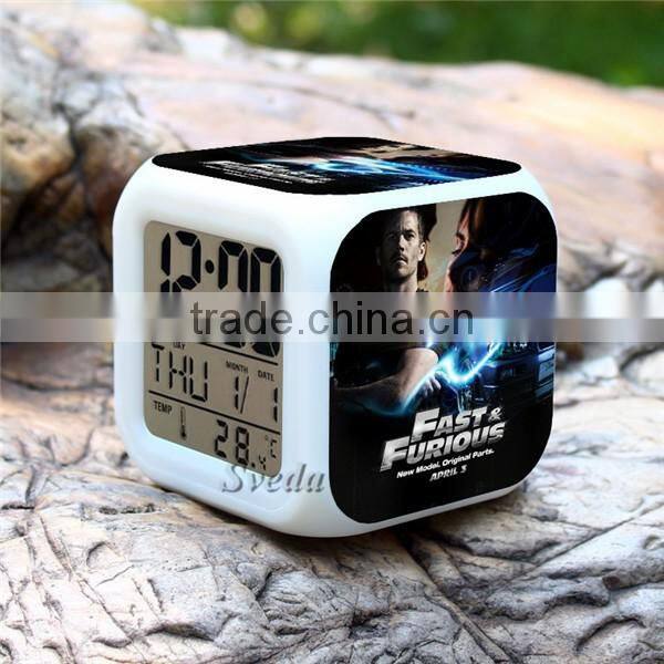 (Hot movie) Hot Gift 2015 New Fast & Furious LED Digital Clock Alarm Clock Mini clock