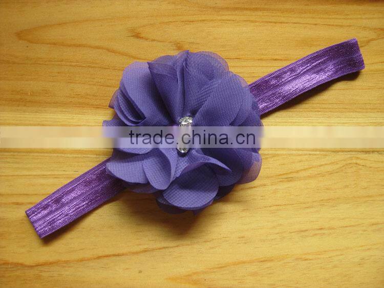 Factory Price Hot Sale ribbon flower cute plain baby headbands kid hair accessory