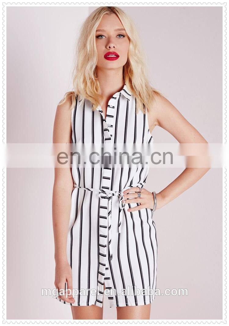 ladies modern sexy chic monochrome striped secretary shirt dresses