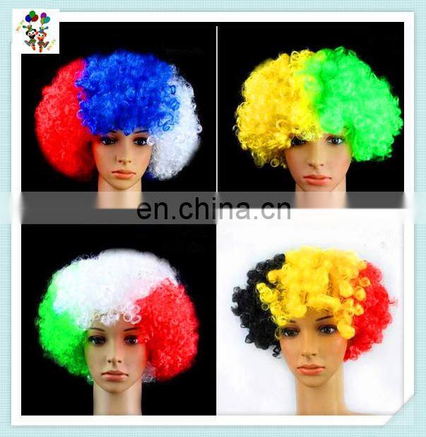 Germany Patriotic Black Red Yellow Cheap Afro Synthetic Football Fan Wigs HPC-0030