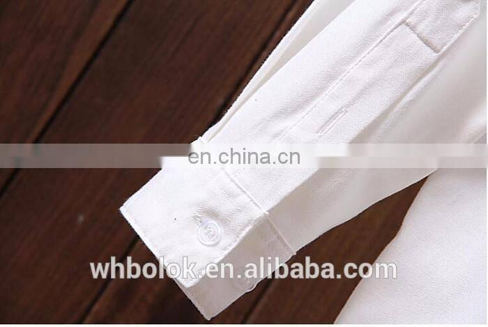 OEM Men's white blue oxford shirt custom design logo casual cotton shirt