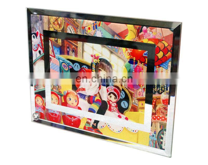 sublimation glass photo frame with double mirror side around new design glass photo frame