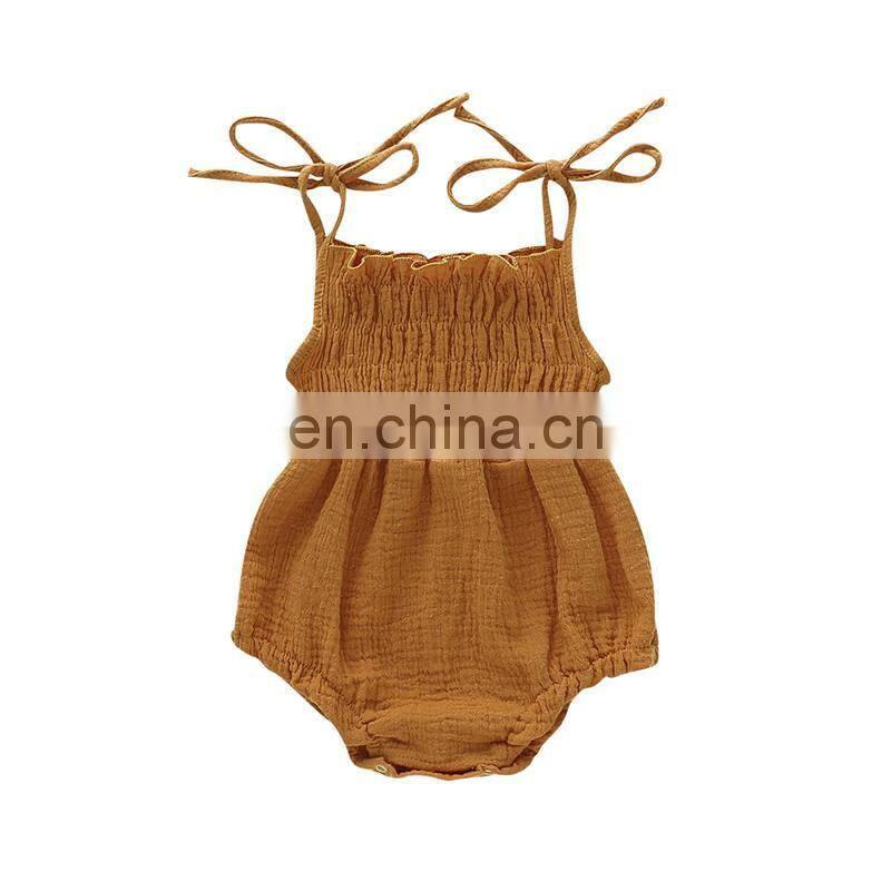 Newborn Linen Newborn Baby Girl Romper Bodysuit Ruffle Bowknot One-Piece Jumpsuit Outfit Clothes Summer