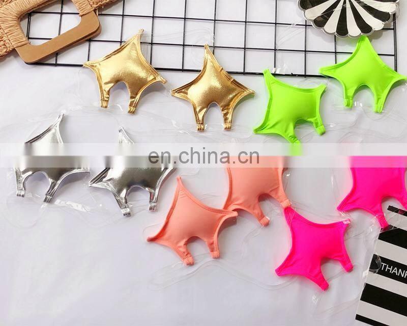 Sexy Brazilian Bikini Pentagram Shaped Transparent Stretch Band micro mini thong Neon Green Swimsuit Bathing Suit Two Piece