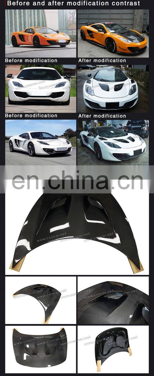 HOT Selling Car Hood Scoop Bonnet For Mcla MP4 650S P1 100% Carbon Engine Hood
