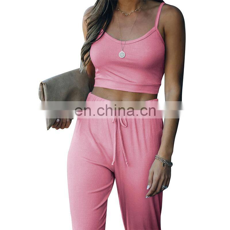 Manufacturer customized LOGO new women's short sling with trousers sports and leisure two-piece suit