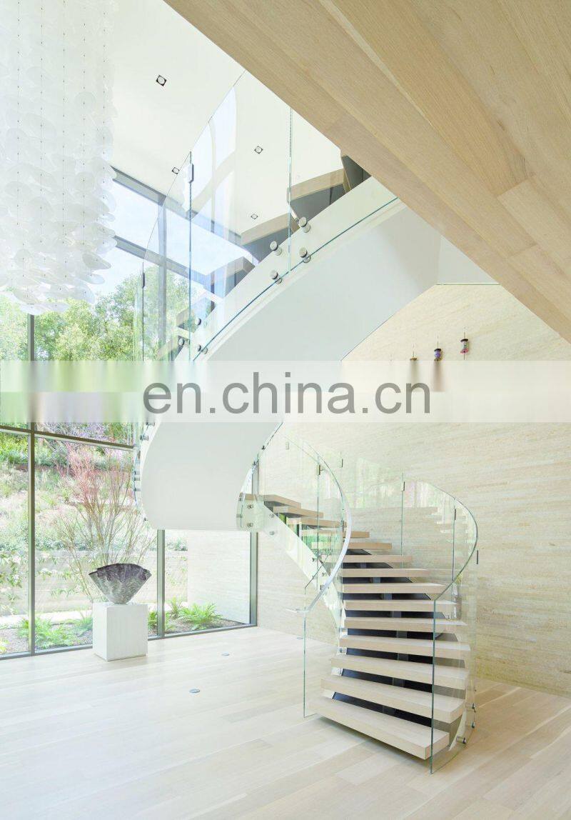 Solid Wood Original Wood Color Straight Stairs Interior Staircase Single Stringer