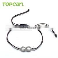 Topearl Jewelry Fashion Logo Hand Made 925 Sterling Silver Beads Turtle Charm Hand-knitted Bracelet With Different Colors 9SB24