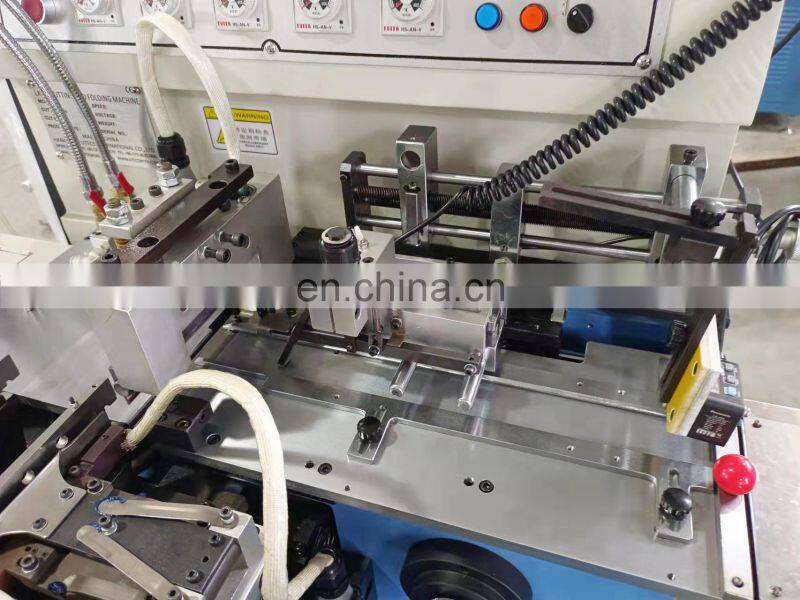 US4000 Auto hot cold knife cotton webbing ribbon garment nylon label cutting and folding machine with triangle middle fold