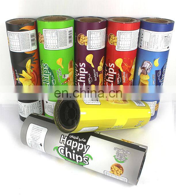 40-60 microns printing laminated plastic snack potato chips sachet packaging roll film
