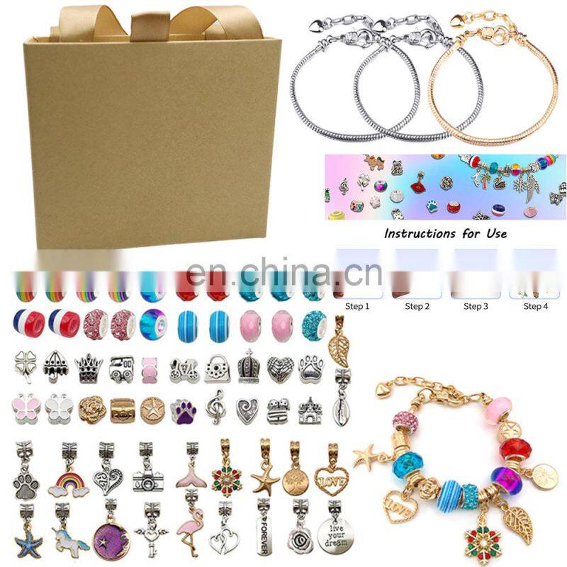 Best Valentine's Day Gifts For Girls 64PCS Charm Making Bracelets Kit DIY Bracelet Beads For Jewelry Making Kit