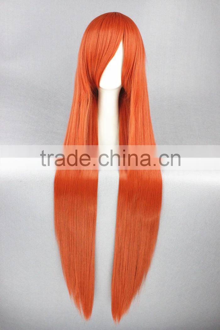 High Quality 100cm Long Orange Cosplay Hair Wig Bleach Synthetic Anime Wig