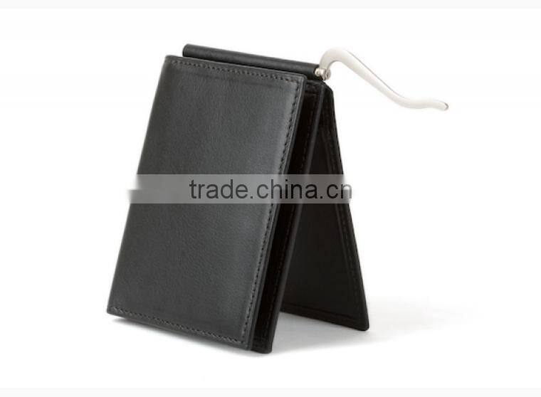 Super smooth leather money clip wallet with multiple cards and flat pocket purse