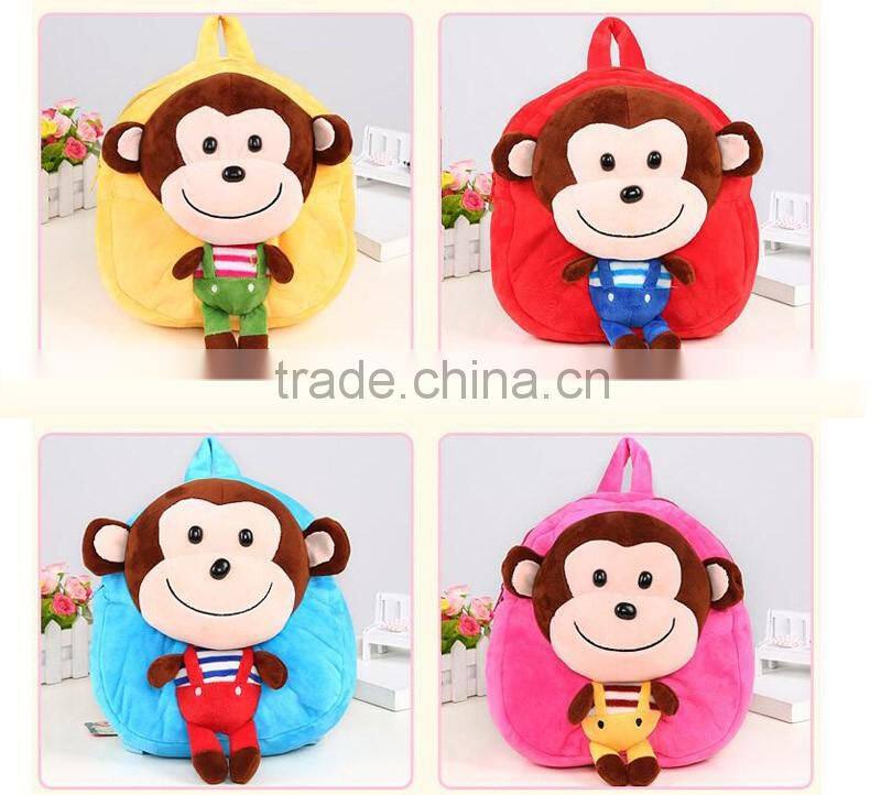 New cartoon monkey backpack animal soft cute small bags plush doll kids school bag baby bags