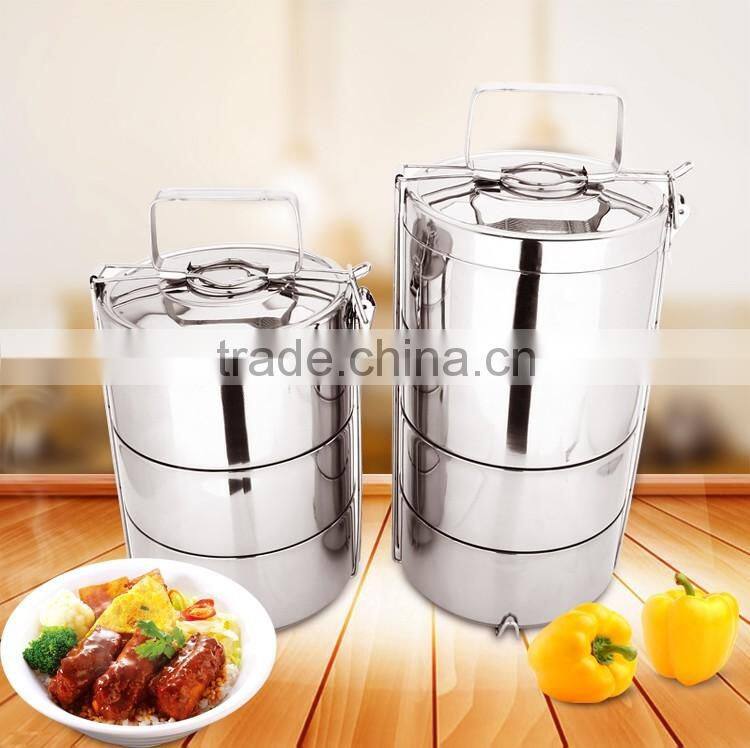 Portable Stainless Steel Hot four Layer Tiffin Lunch Box/ insulated food carrier/ hand pot
