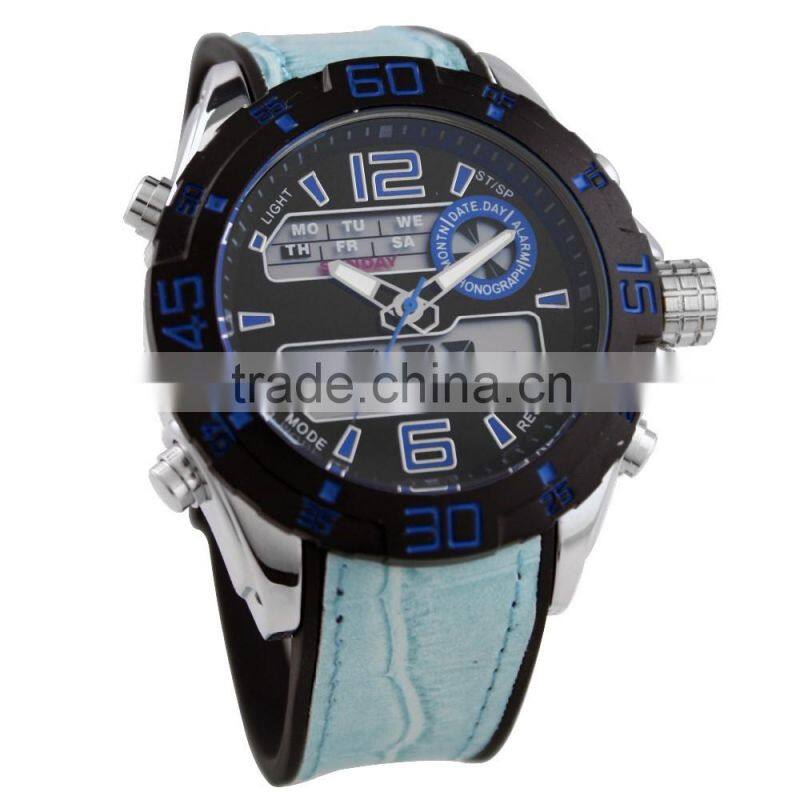 LP7648 Lowest price 2 time zone waterproof stainless steel fashion watch