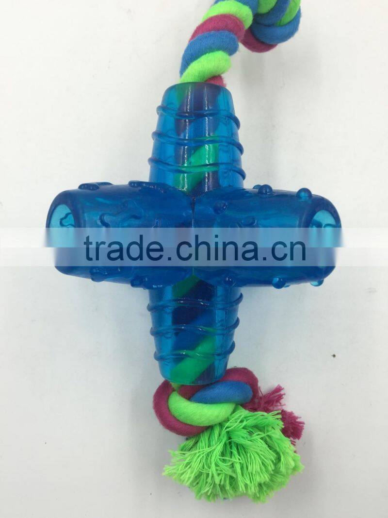 Cross Shaped Rope Dog Toy ,Pet product cotton rope rubber toy for dog