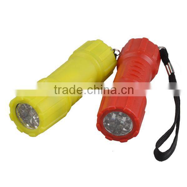 9LEDs Glow in the Dark Plastic LED Flashlight