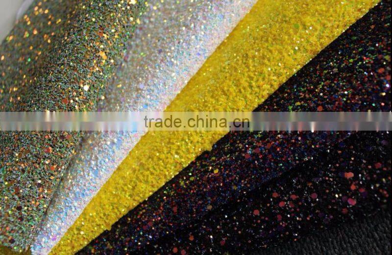 100% polyurethane leather glitter pu fabric hot selling leather per meter