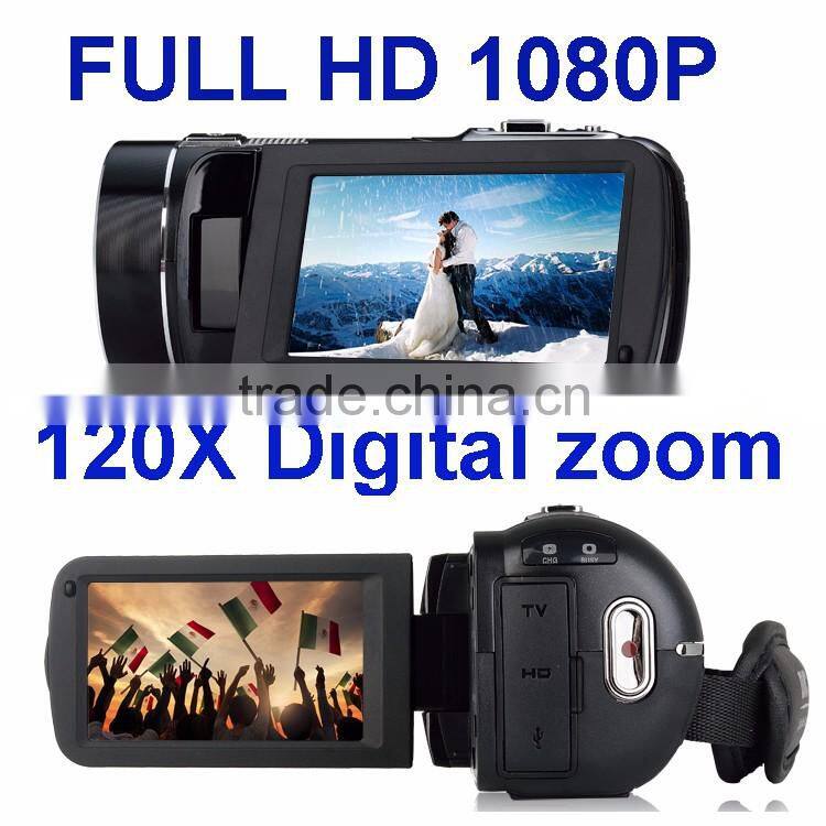full hd 1080p digital video camera/120x digital zoom/10x optical zoom /3.0'' touch display digital camcorder