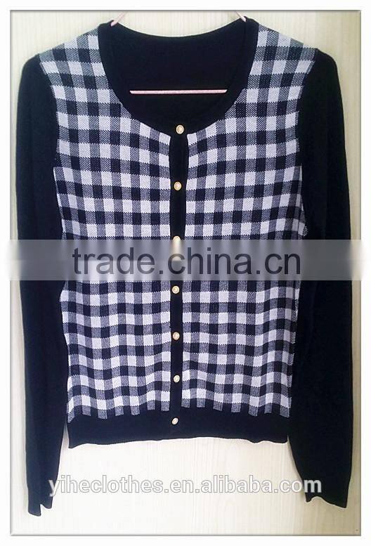 O-neck women knitted short polver sweater cardigan