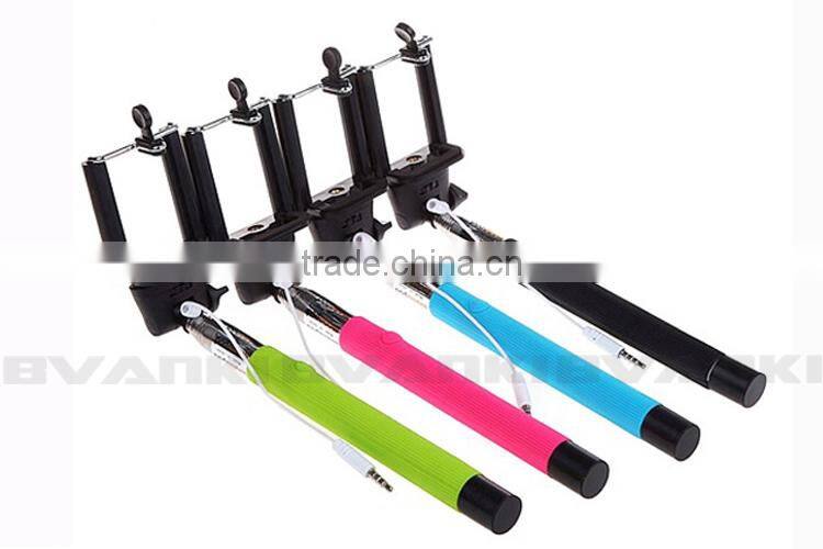 2016 shenzhen new premium colorful cable take pole wired monopod selfie stick for iphone 6s/6s Plus Free Samples