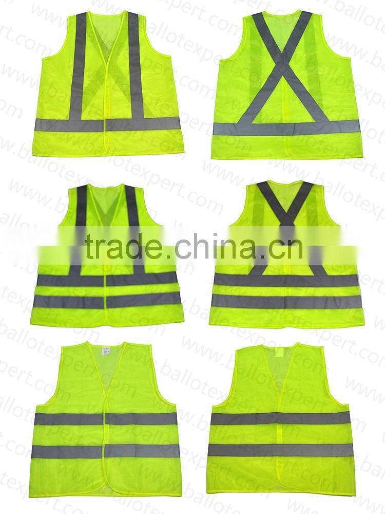 Mesh polyester fluorescent fabrics high visibility safety uniform jacket