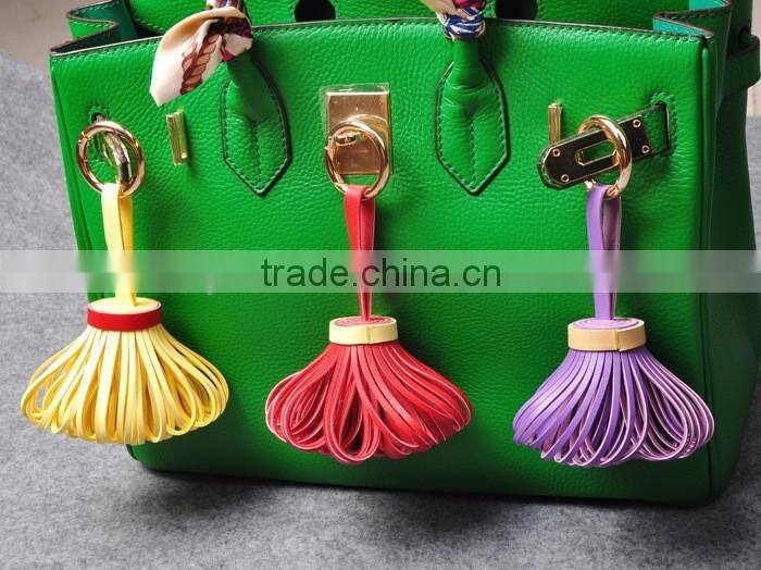 custom design colorful pu leather tassels for bag/garment wholesale chinese supply
