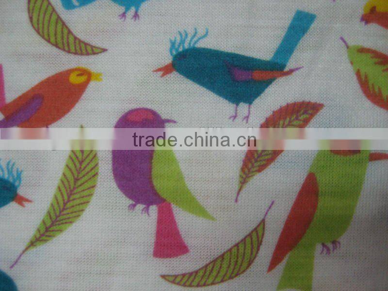 viscose and polyester fabric flower printed single jersey knitting fabrics