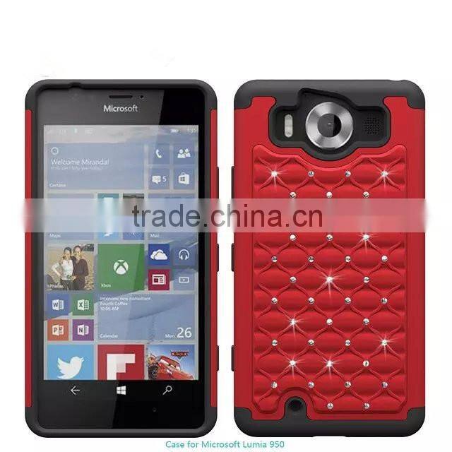 Keno Hybrid Studded Diamond Bling Case Cover for Microsoft Lumia 950