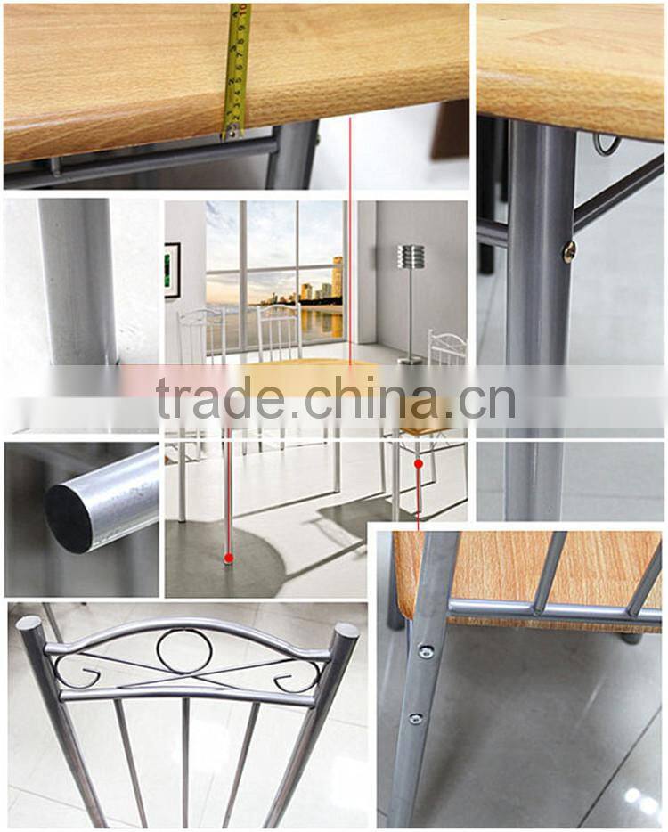 Foshan dining room furniture particleboard restaurant wooden round dining tables with 4 chairs