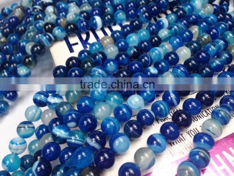 Polished Green Agate Natural Gemstone striped agate round beads