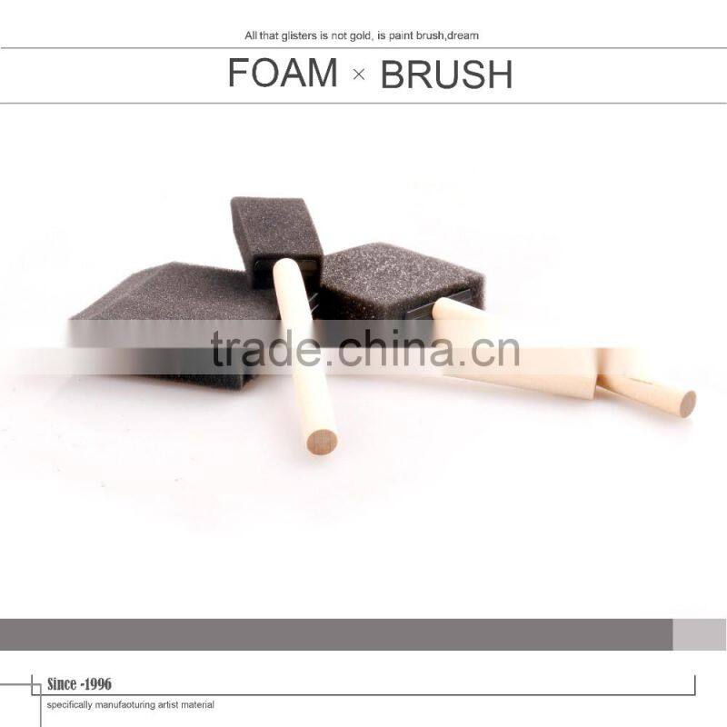 Free Sample Kids DIY Wooden Handle Black Sponge Brush