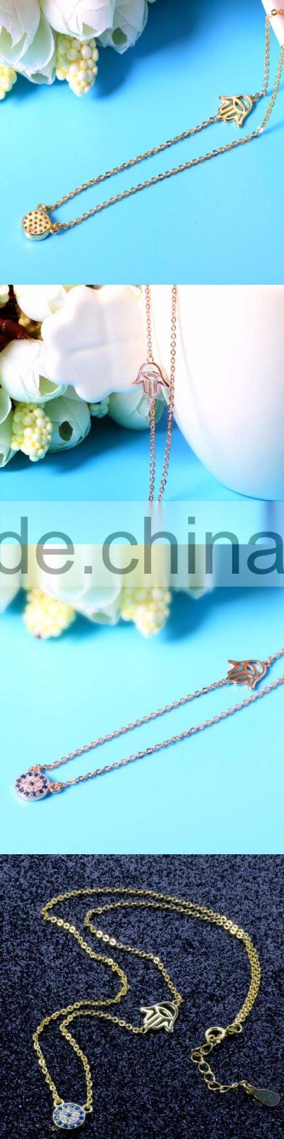2017 latest 925 sterling silver jewelry necklace with gold plating