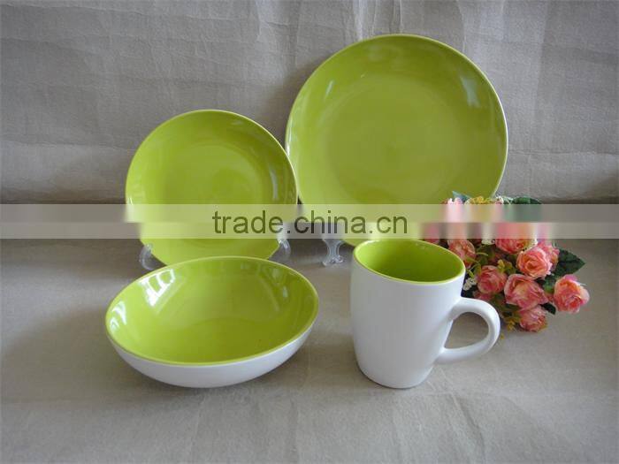 new design products 16pcs double glazed melamine stoneware dinner set
