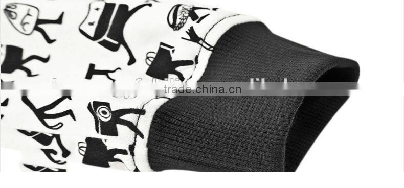 Spring 2015 girl's stylish cartoon printing loose long sleeve short models european sweater