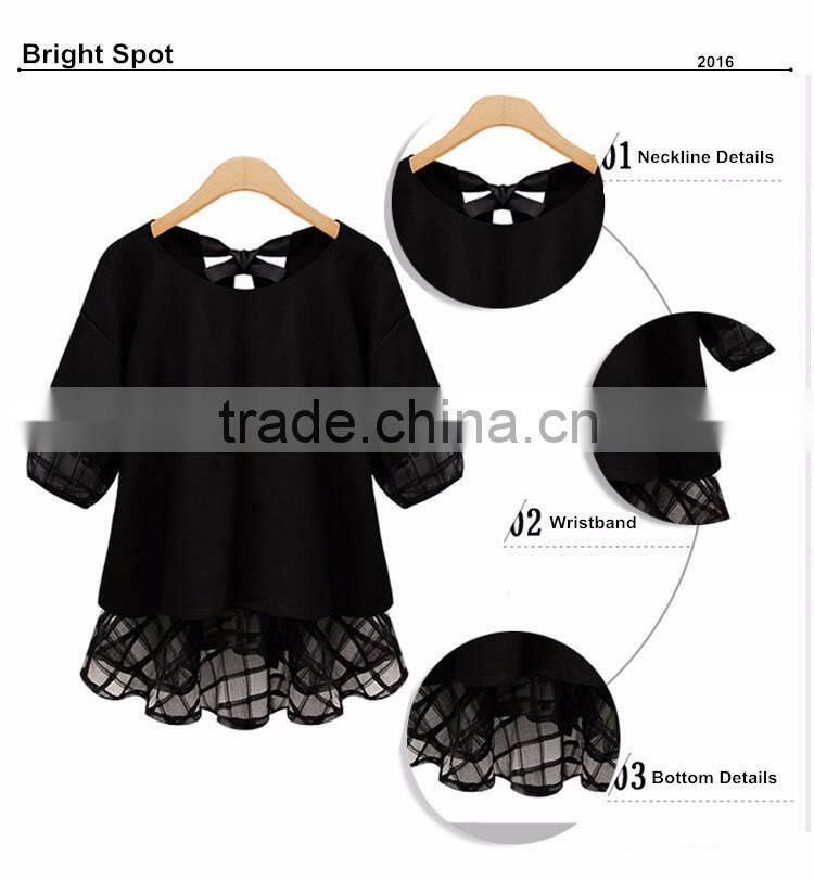 New Fashion O-Neck Short Sleeve Chiffon T Shirt Woman