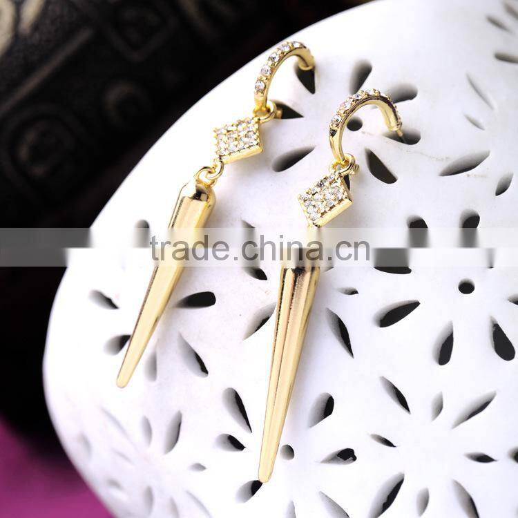 Silver and golden Pin Pave Rivet Spike Ponited Earring earring