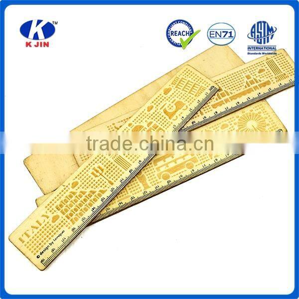 2016manufacturer custom full city printing wooden ruler at 19cm for gifts
