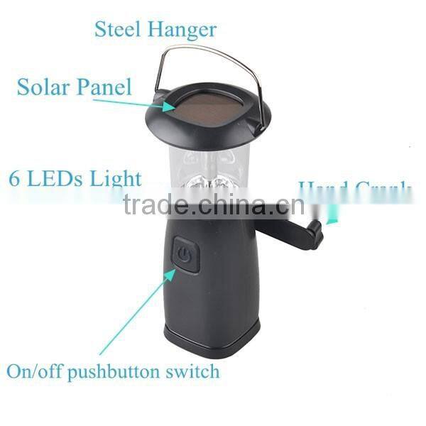 Popular 6 LEDS Solar Power Hand Cranking Dynamo led rechargeable lantern