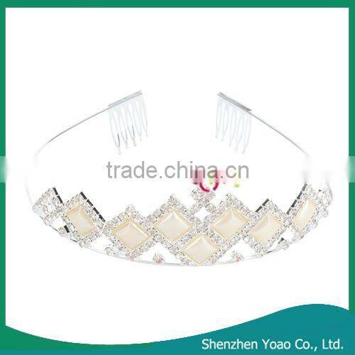 Wholesale Rhombus Style Crown Headband Silver