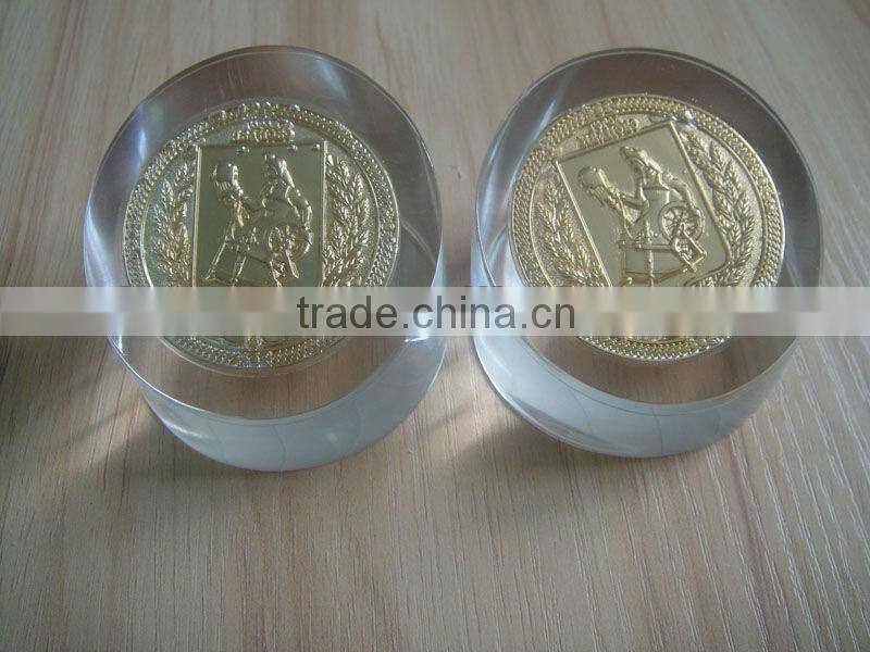 High quality genuine morgan coins acrylic paperweight custom wholesale