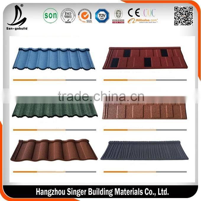 SGB001 Stone Coated Steel Roofing Sheet/sand metal roof tile