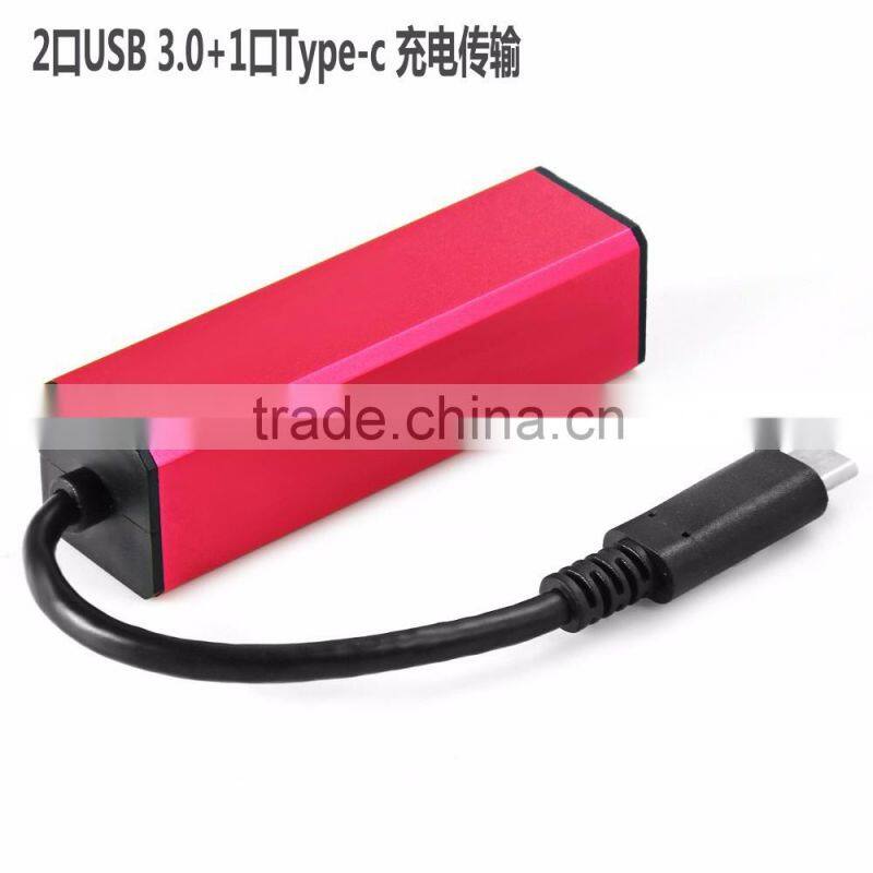 2 in 1 USB 3.1HUB Type-C to 2 Ports USB 3.0 & 1 USB 3.1 Type-C Charging / Data HUB Adapter for MacBook